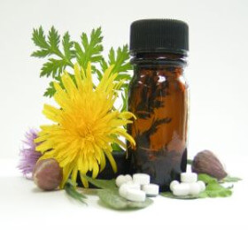 pill bottle and flowers